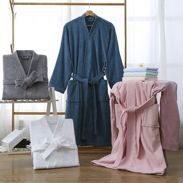 Bath Towels Hotel Pure Cotton Bathrobe Spring And Autumn Towel Material Pajamas Long Soft Water Absorbent Quick Drying_voghion.com