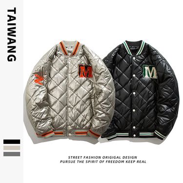 Trendy Kids' Baseball Jacket – Glossy Unisex Varsity Coat For Boys & Girls (8+ Years), Thick Polyester Fill, Button-Up Outerwear (Sizes 10-16)_voghion.com