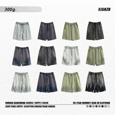 Men's Clothing 300g Washed Distressed Shorts Spring And Summer Trendy Retro High Street Retro Shorts Casual Sports Pants For Men And Women_voghion.com