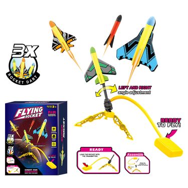 Children's Foot-stepping Rocket Launcher Toy Luminous Flying Cannon Outdoor Foot-pedal Launcher_voghion.com