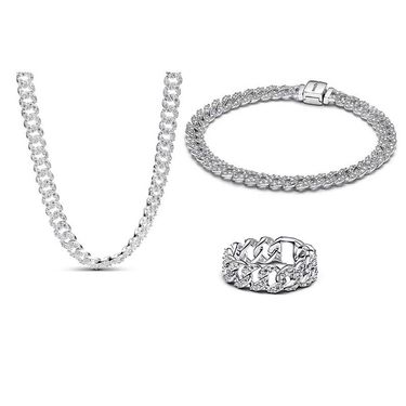 Panjia Duola White Copper Plated Cuban Bracelet Watch Chain Full Diamond Ring Fashion Versatile Necklace_voghion.com