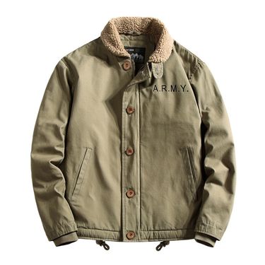 Autumn And Winter Deck Clothes Middle-aged Thickened Fleece Tooling Jacket Retro Lamb Fleece Jacket Men_voghion.com