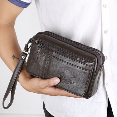 Men's Bags New Style Casual Men's Genuine Leather Clutch Bag Hand Bag Clutch Bag Coin Mobile Phone Bag_voghion.com