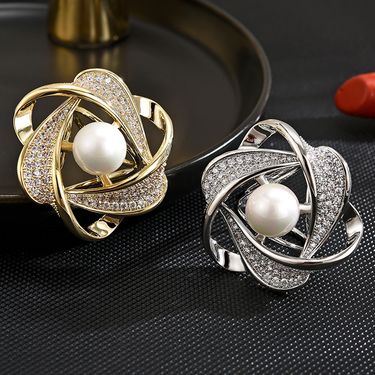 Silk Scarf Knot Clothes Dual-use Buckle Ring High-end Women's Versatile Brooch Chest Flower Pin Fashionable New_voghion.com