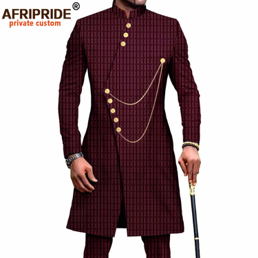 Men's clothing African national batik cotton men's casual two piece set_voghion.com