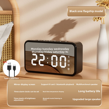 Shadow Giant D5 Bluetooth Student Mirror Clock Alarm Subwoofer Wake-Up Smart Speaker_voghion.com