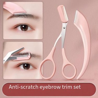 Professional Stainless Steel Eyebrow Razor Set - Ultra-Precise & Safe For Beginners - Includes Eyebrow Scissors & Replacement Blades_voghion.com