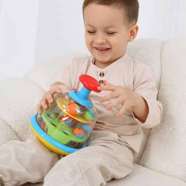 Baby Press Spin Jump Ball Montessori Sensory Toy For 0-2 Years Early Learning Auditory Visual Tactile Development Toy_voghion.com