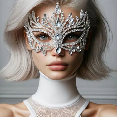 Geometric rhinestone mask ladies masquerade holiday party mysterious Halloween mask_voghion.com