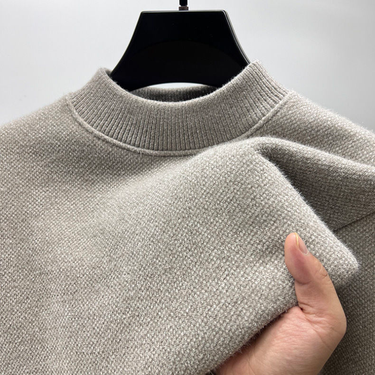 (One Piece Velvet) Plush Thickened Half High Neck For Men's Autumn And Winter Chenille Warm Knit Base Sweater_voghion.com