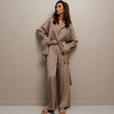Women's Clothing nightgown loose and comfortable trousers silk casual ladies home clothes French suit_voghion.com