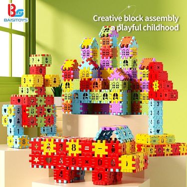 DIY Self-Assembled Building Block Toys Plastic Children's House Building Blocks For Interactive Parent-Child_voghion.com