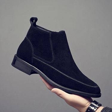 Martin Boots Men's Leather Velvet Korean Version Of Chinese Men's Boots Pointed Short Boots Chelsea Boots Men's_voghion.com