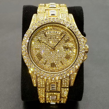 New Iced Out Watch For Men Gold Full Diamond Mens Watches Hip Hop Waterproof Day Date Clock Best Selling Product 2022_voghion.com
