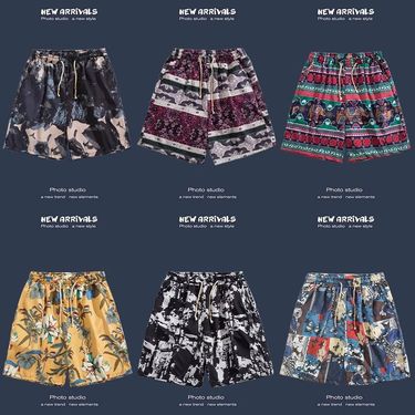 Trendy Brand Hip-hop Casual Shorts Summer Thin Loose Beach High Street Ins Trendy Printed Hooligan Five Quarter Pants_voghion.com