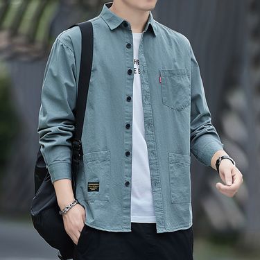 2025 NewBritish Chic Men's Long Sleeve High-end Gray Mature Style Suit Inner Shirt Oversize Trend_voghion.com