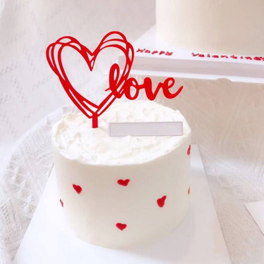 10pcs Valentine's Day heart-shaped cake plugin acrylic heart-shaped love cupcake decoration card holiday birthday party baking plugin_voghion.com