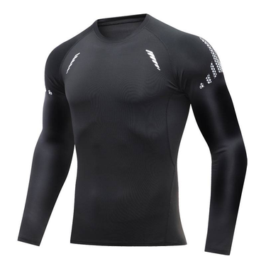 Men's American-style Long-sleeve Compression Top - Autumn Fitness/basketball Wear, Quick-dry, Breathable, Printed Mesh Base Layer For Track And Field_voghion.com