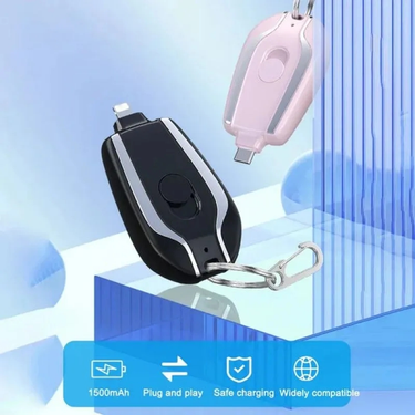 1500mAh Mini Power Emergency Pod Keychain Charger With Type-C Ultra-Compact Mini Battery Pack Fast Charging Backup Power Bank_voghion.com