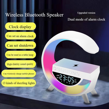 G3401 Bluetooth Speaker With Wireless Charging & Alarm Clock - Multi-Functional Speaker With RGB Lights_voghion.com