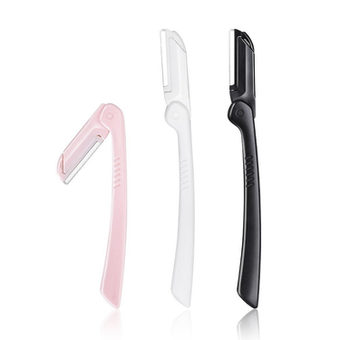 Black Eyebrow Razor Stainless Steel Blades Foldable Precise Trimmer For Eyebrows Facial Hair_voghion.com