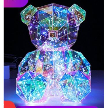 Creative Valentine's Day For Girlfriend Iridescent Glowing Heart Bear Decoration Ornament Gift Box_voghion.com