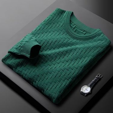 Men's Clothing Light Luxury Simple Knitted Sweater Round Neck Warm Long Sleeved T Shirt Bottoming Shirt_voghion.com