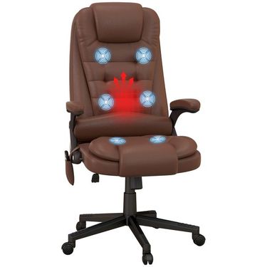 HOMCOM Massage Office Chair Reclining Desk Chair 6 Vibration Points 3 Heating Modes Brown_voghion.com