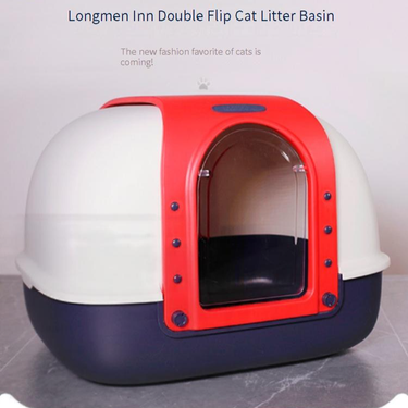 Meica Cat Litter Box Fully Enclosed Splash Proof Double Flip Cover Oversized Cat Toilet Pet Cleaning_voghion.com