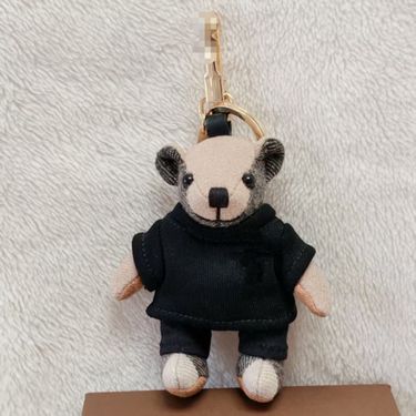 B Home Pendant Cashmere Plaid Teddy Bear Car Keychain Pendant Couple Bag Car Decoration_voghion.com