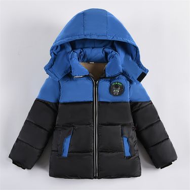 Foreign Trade Winter Korean Style New Boys Cartoon Astronaut Thick Hooded Jacket Children's Contrast Color Cotton Coat_voghion.com