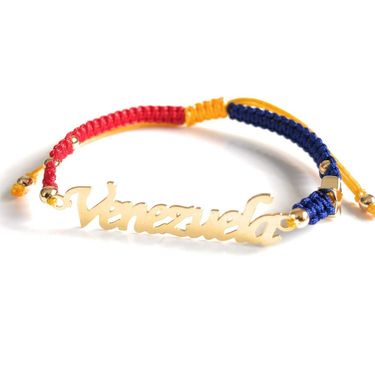 Hand-woven Hand Rope Heart-shaped Letters Flag Color Scheme Gift Bracelet Venezuelan Flag Color Woven Bracelet_voghion.com