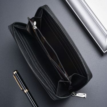 2025 New Long Men's Oil Wax Leather Large Capacity Wind Mobile Phone Wallet Multifunctional Handbag_voghion.com