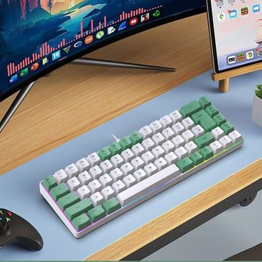 Green Switch Membrane 61 Keys Mechanical Feel Full Key No Rollover Portable Office Notebook Cool Wired Keyboard_voghion.com