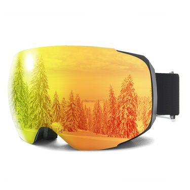 Magnetic ski double-layer anti fog large field spherical goggles, adult men's and women's outdoor snow goggles_voghion.com