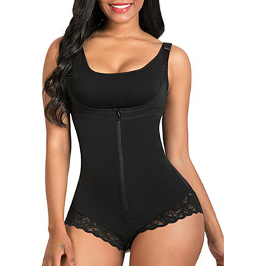 large size one-piece shapewear zippered inner-breasted tummy-controlling corset and hip-lifting triangle style body-shaping corset_voghion.com