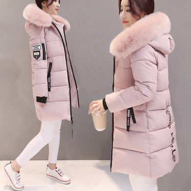Women's Korean version cotton-padded coat with large fur collar padded jacket_voghion.com