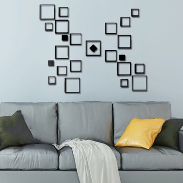 Square ring acrylic crystal sticker, living room aisle background wall decoration painting mirror sticker_voghion.com