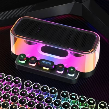 Black HIFI Stereo Surround Portable Bluetooth RGB Lights Wireless Bluetooth Speaker PA Desktop Speaker For Outdoor Home Party_voghion.com