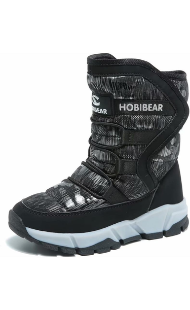 Children's winter snow boots waterproof outdoor warm artificial fur lined shoes_voghion.com