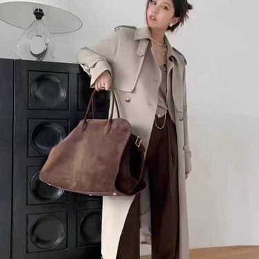 Tote Bag Large Capacity Handheld Commuter Bag Genuine Leather Messenger Bag High-end Niche Bag_voghion.com