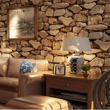 Retro 3D three dimensional stone wallpaper Simulation stone stone coffee shop bar restaurant clothing store PVC wallpaper_voghion.com