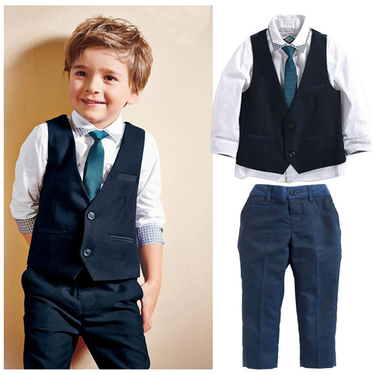 Baby Clothing Boy and gentleman suit shirt + tie + vest + trousers 4-piece set_voghion.com