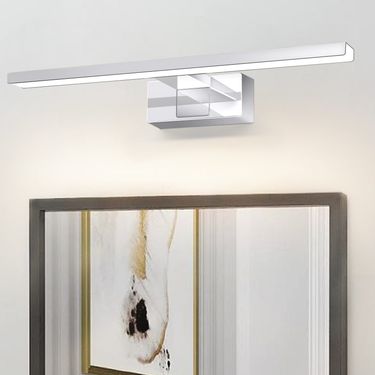 Glitzerlife LED Spiegelleuchte Bad Spiegellampe - Badleuchte Wand 40CM 8W IP44 Wasserdicht Chrom Modern Neutralweiß 4000K Badlampe Wandmontage Für Badschrank_voghion.com
