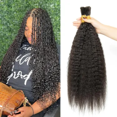 Human Braiding Hair Kinky Straight 50g/pack Human Hair Bulk for Braiding No Weft Curly Natural Human Hair Extensions for Braids_voghion.com