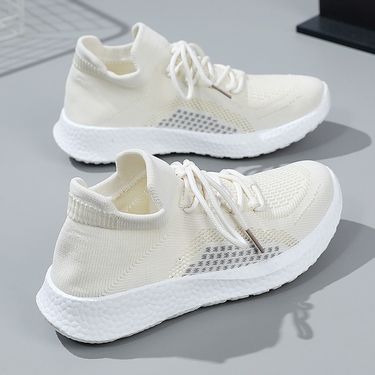 Women's shoes spring and summer lovers men and women flying woven sneakers all match students breathable and heightening shoes_vogvips.com