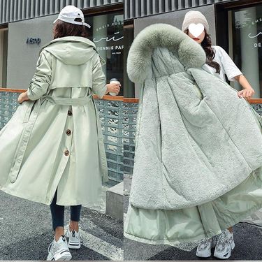 girl Girl Windbreaker Cotton Jacket Two-Way Detachable Parka Women 2020 Winter New Korean Style Loose Mid-Length Coat Trendy_voghion.com