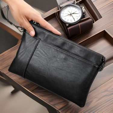 Men's ClutchBag Wrist Bag Leather Texture Mobile Phone Bag Casual Large Capacity Hand Bag Envelope Bag Fashion Clip Bag Trend_voghion.com