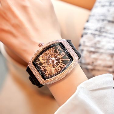 Gypsophila Frank FM Barrel Leaping Full Diamond Richard Trendy Calendar Men's Watch Trend_voghion.com