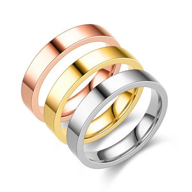 Minimalist 4MM Polished Stainless Steel Ring For Women & Men – Korean Style Unisex Couple Band In Silver, Gold, Rose Gold & Black_voghion.com